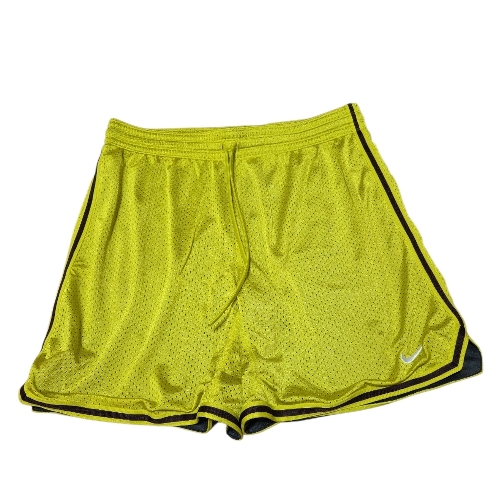 Vintage Nike Men's Vibrant Electric Yellow Athletic Basketball Shorts Size M